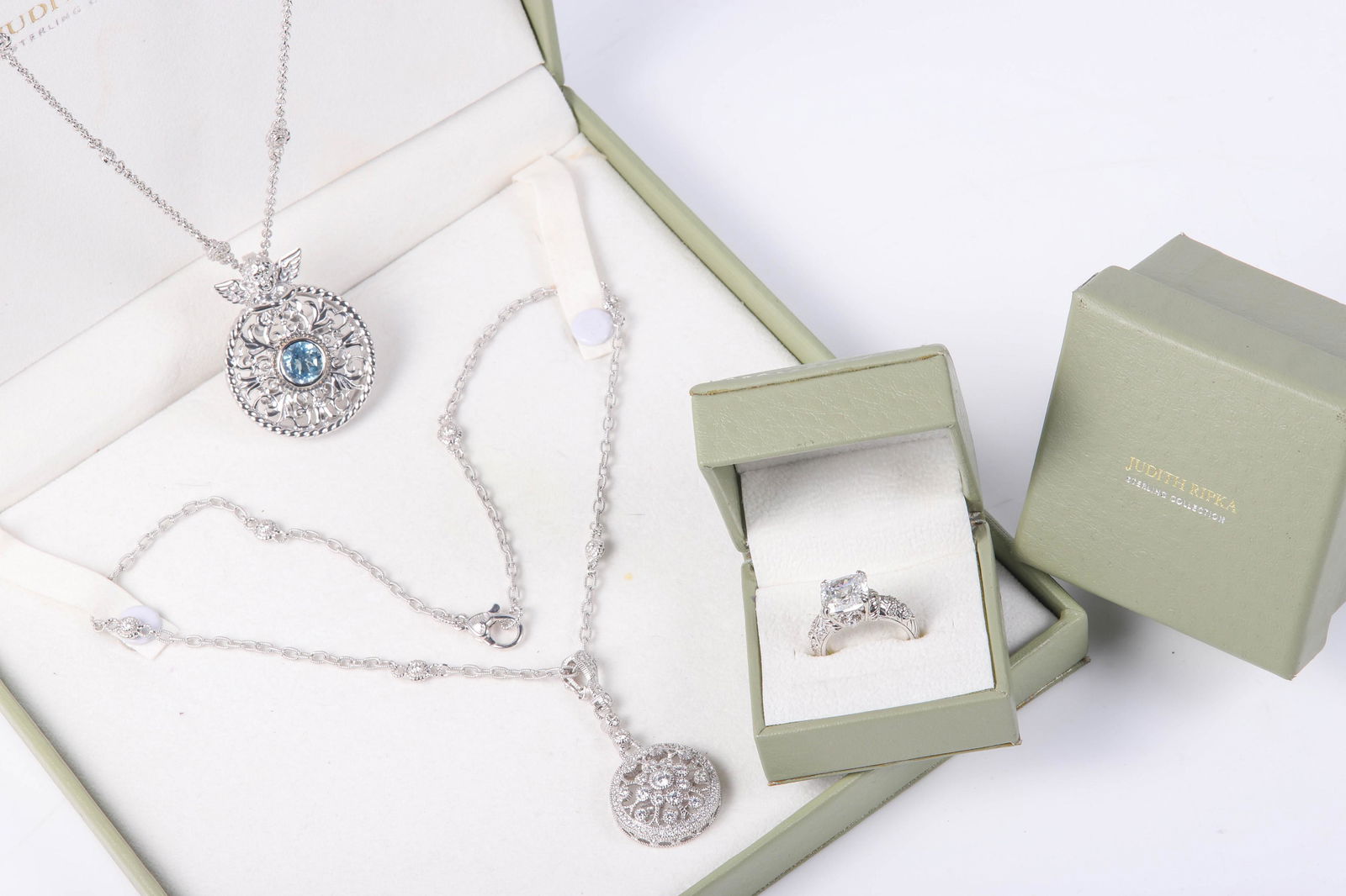 (3) Judith Ripka Sterling Necklaces and Ring (1 of 13)