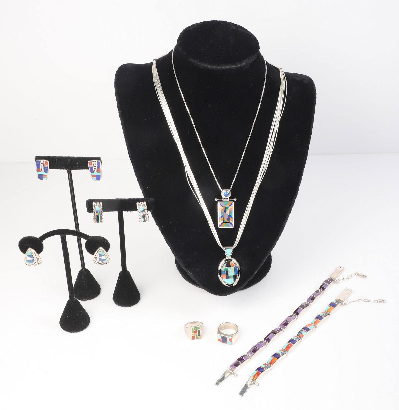 Sterling Inlaid Jewelry Grouping (1 of 7)