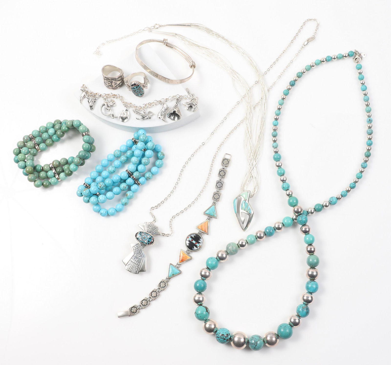 Sterling and Turquoise Jewelry Grouping (1 of 6)