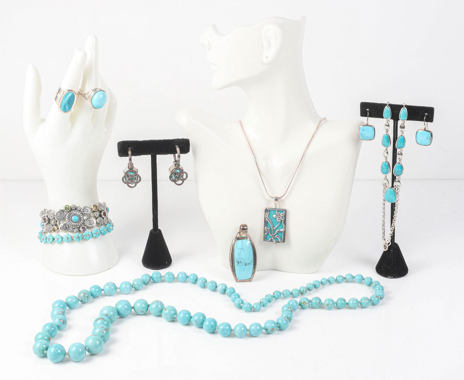 (10) Pc Sterling and Turquoise Jewelry Group (1 of 8)