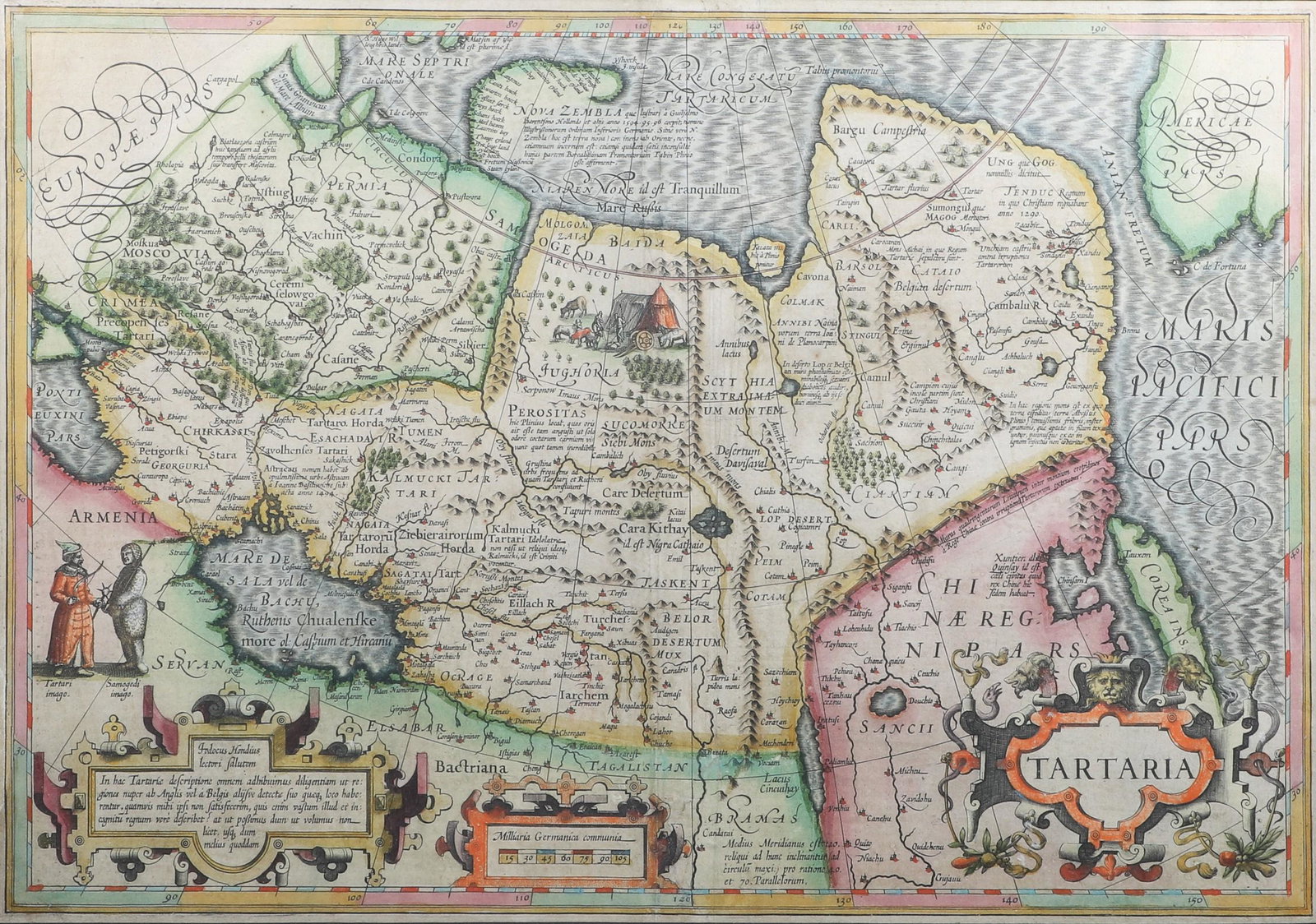 A framed 17th century map of Tartary by Hondius (1 of 5)