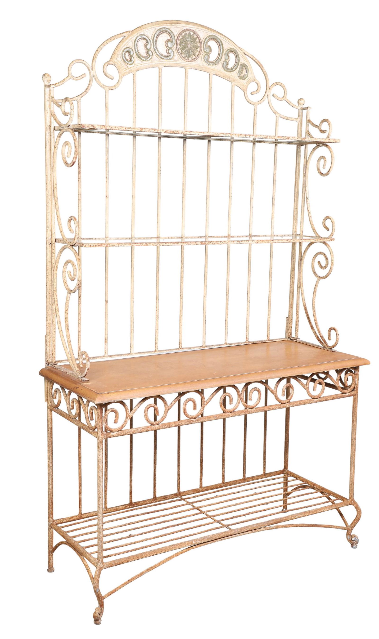 Contemporary scrolled metal painted bakers rack (1 of 3)