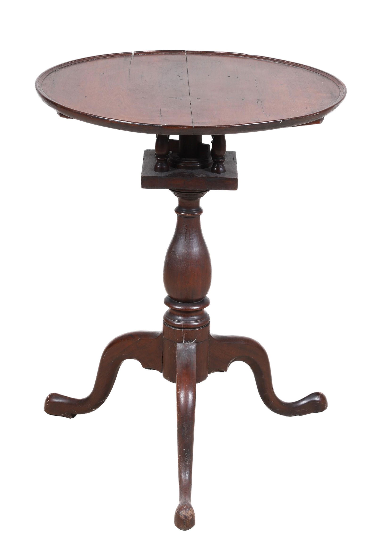 Queen Anne mahogany birdcage candle stand (1 of 11)