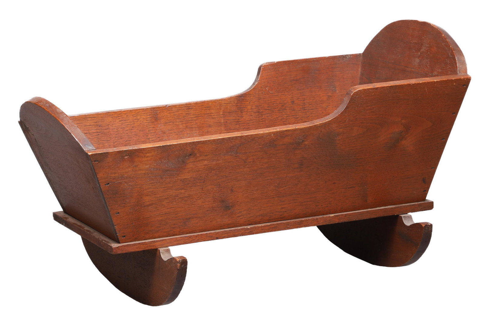 Mahogany Cradle: Mahogany rocking cradle, square nail heads, 24" x 12-1/4" x 13-3/4" h