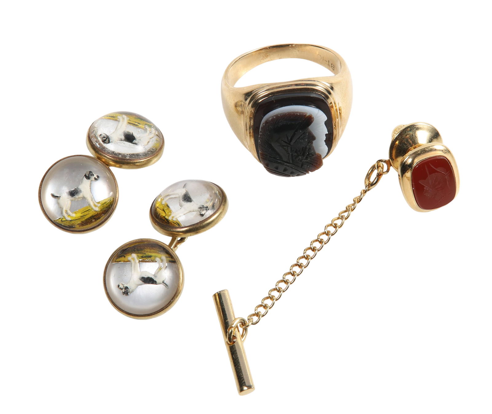 Cameo Ring, Intaglio Tie Pin and Sulphide Cufflinks (1 of 5)