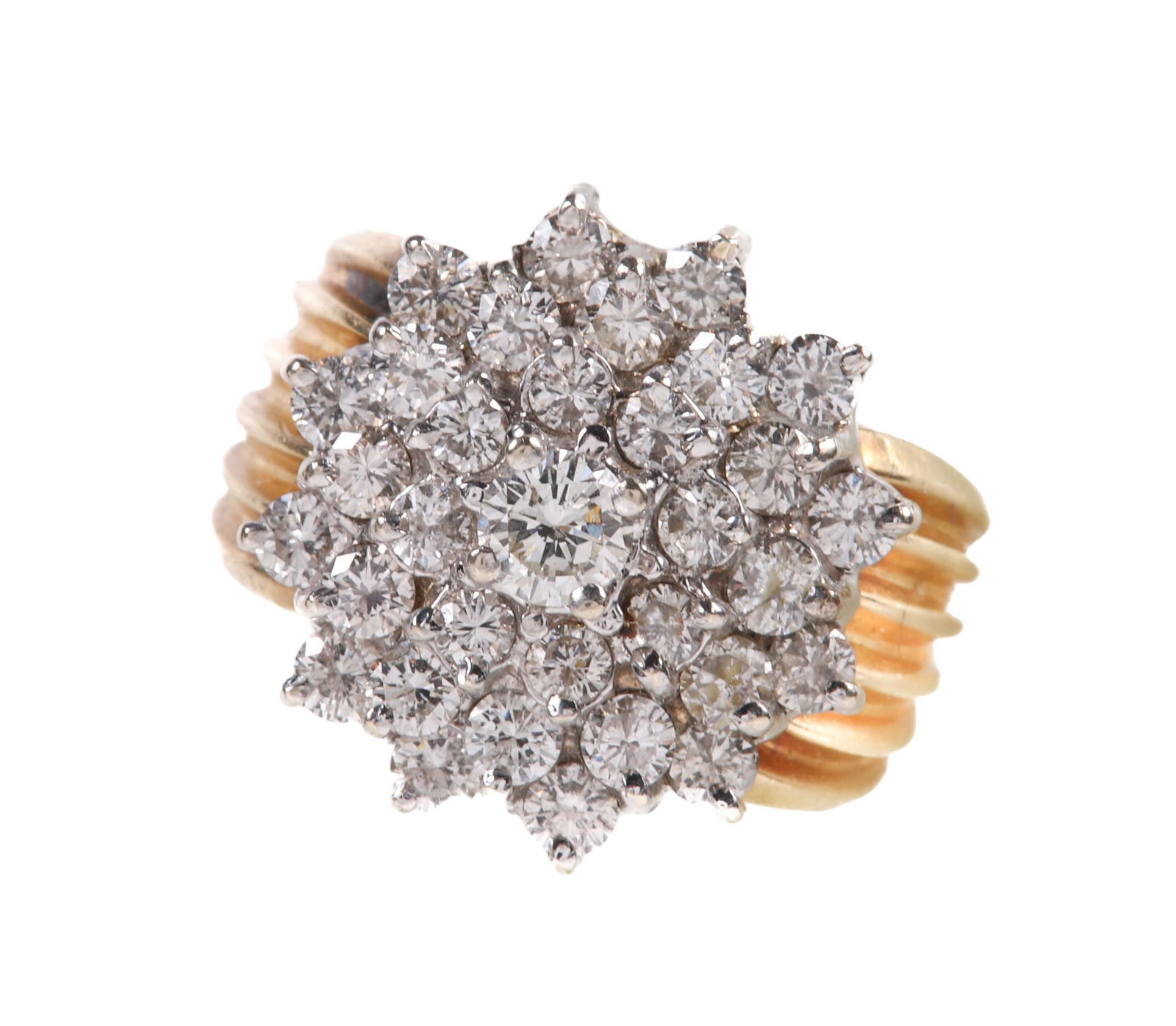 14K Yellow Gold Diamond Cluster Cocktail Ring (1 of 6)