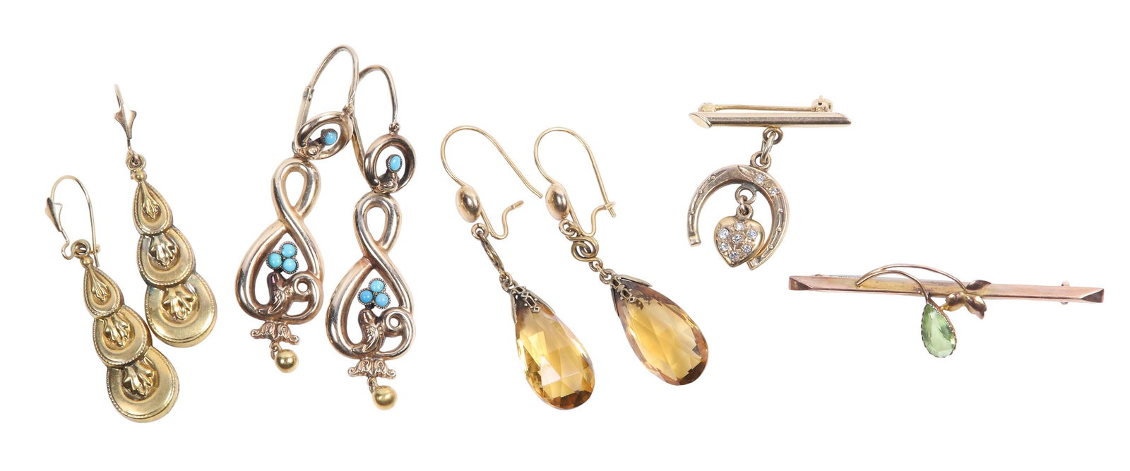 Victorian Gold Earring and Pin Group (1 of 4)