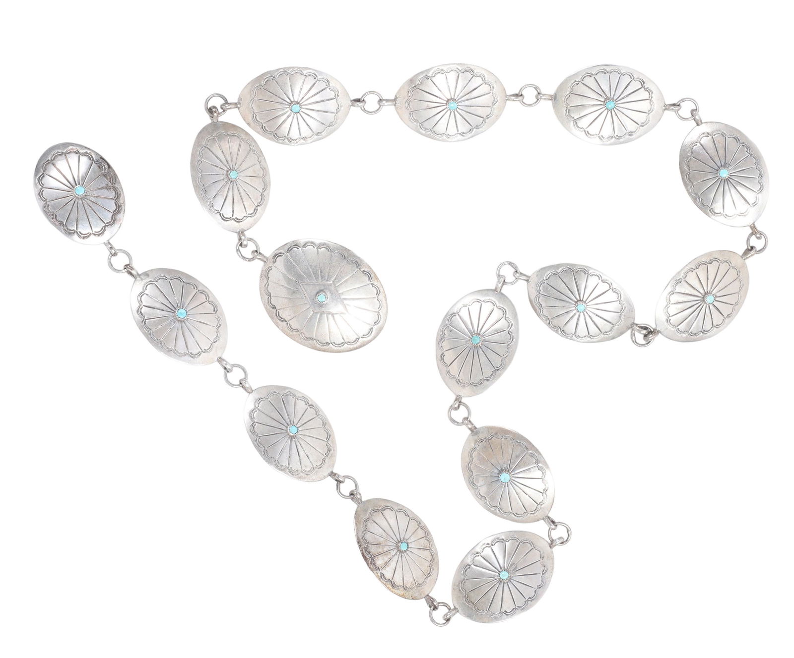 Silver Tone Stamped Concho Belt (1 of 4)