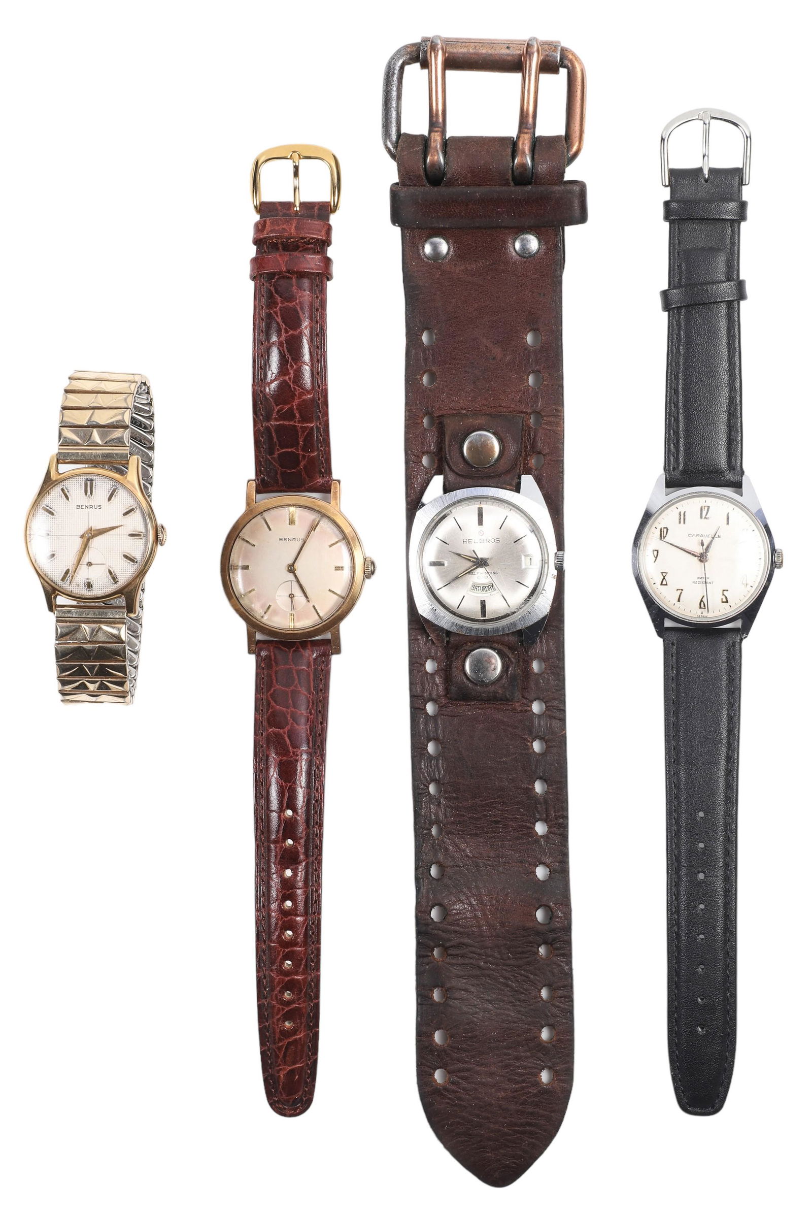 (4) Vintage wrist watches incl Benrus, Caravelle (1 of 7)