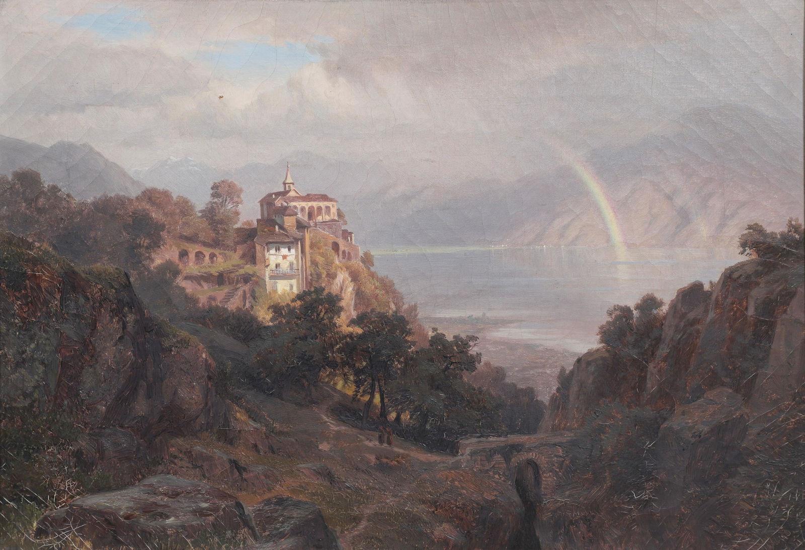 19th C Italian Painting "Monastery del Sasso" (1 of 3)
