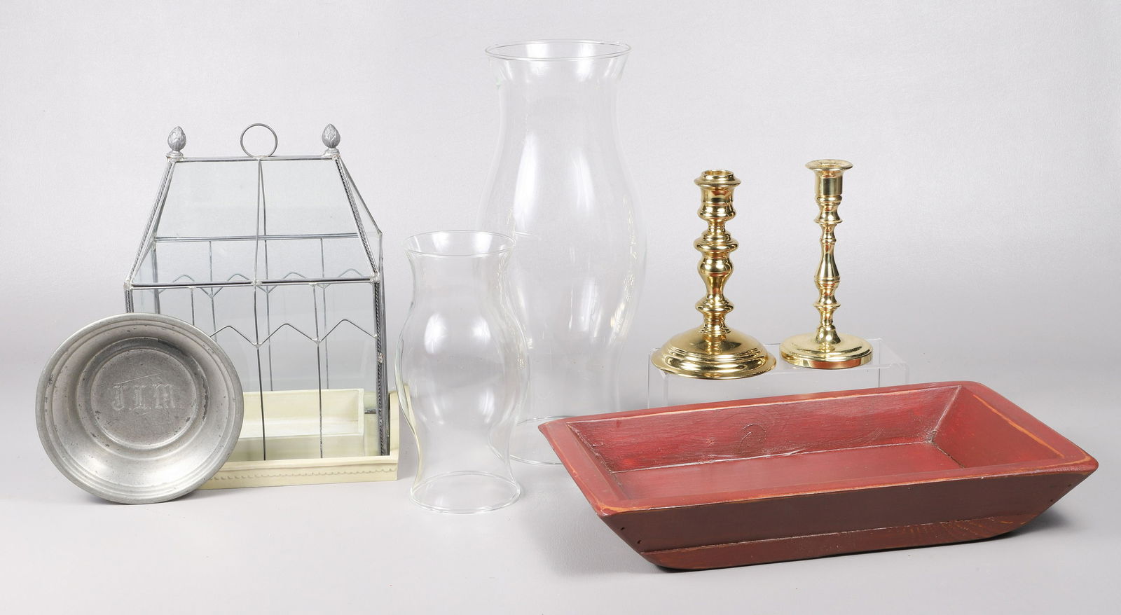 Candlesticks, Terrarium, Pewter Plate (1 of 5)