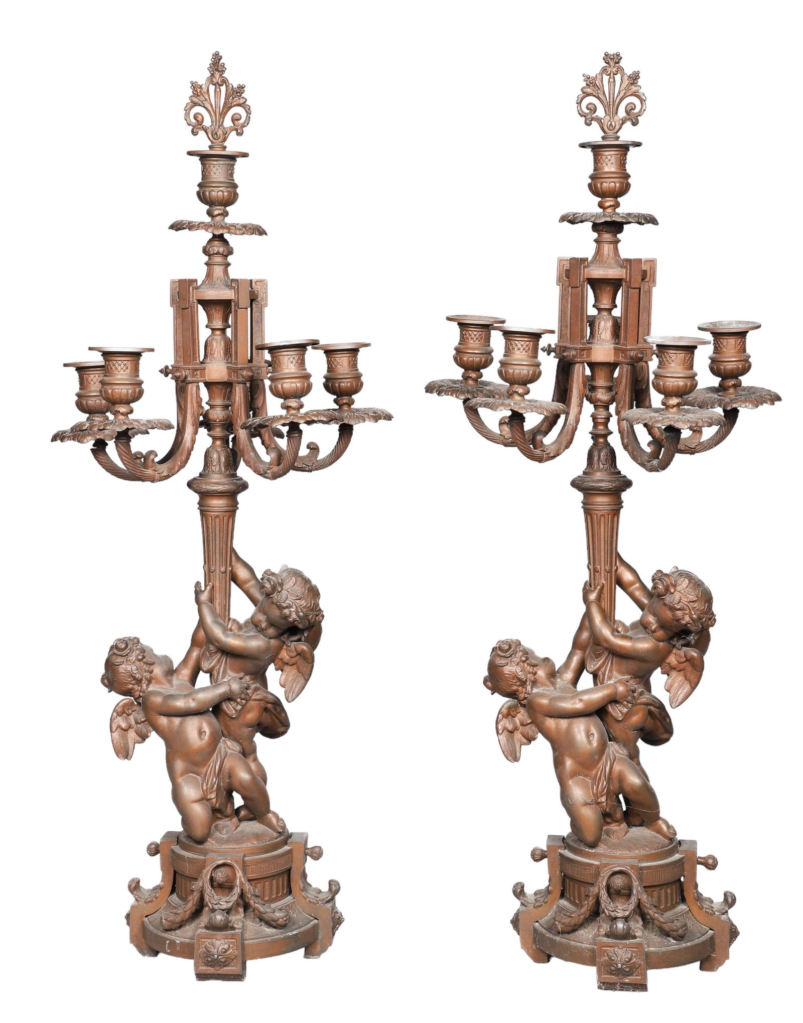 Pair of Bronze Cherub Candelabra (1 of 5)