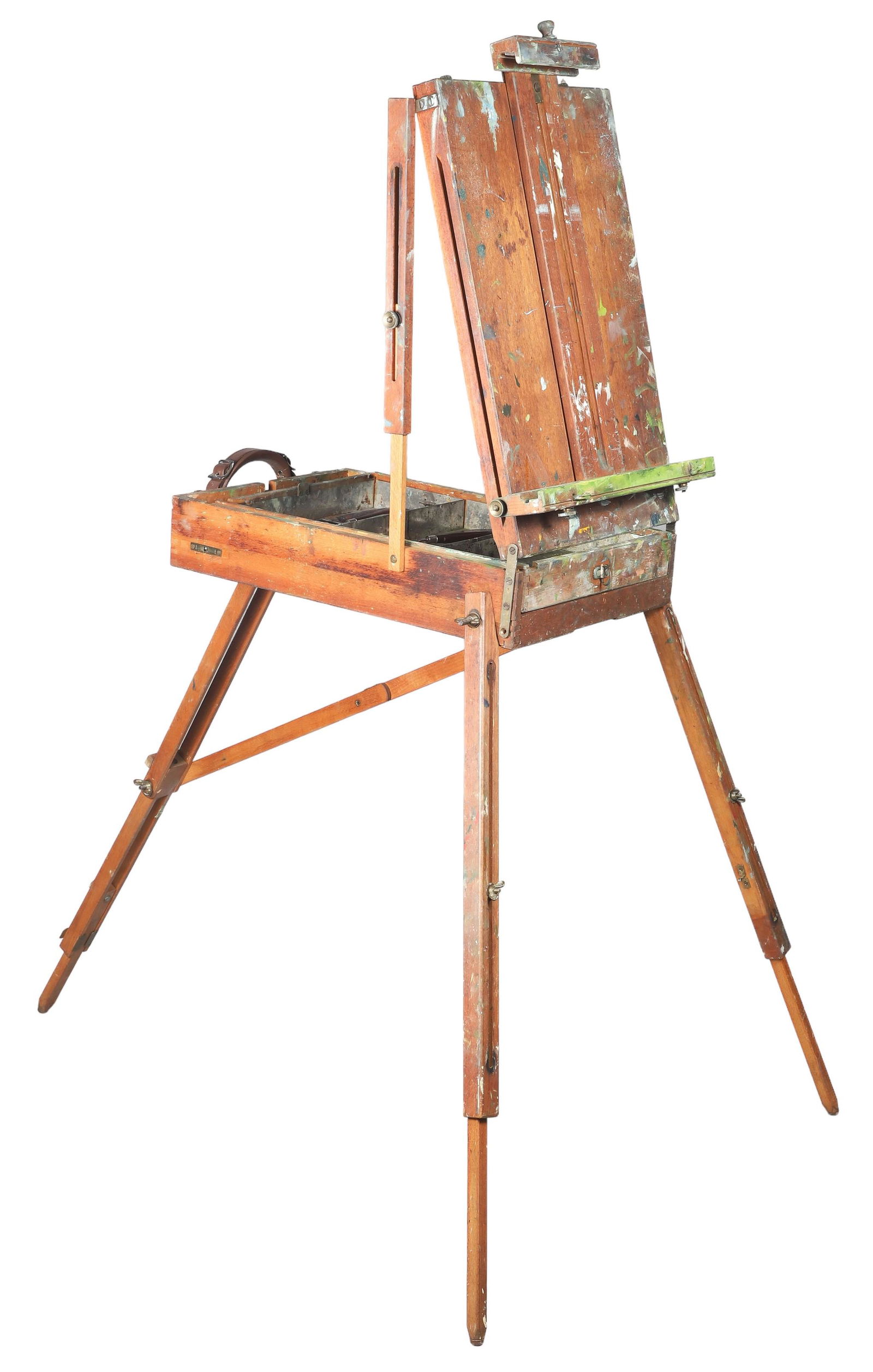 Antique Wooden Artist Folding Easel Paint Box (1 of 6)