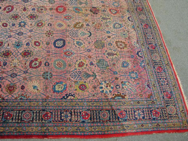 12.2 x 17.6 Persian carpet, wear, moth damage - 2