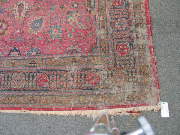 12.2 x 17.6 Persian carpet, wear, moth damage - 3