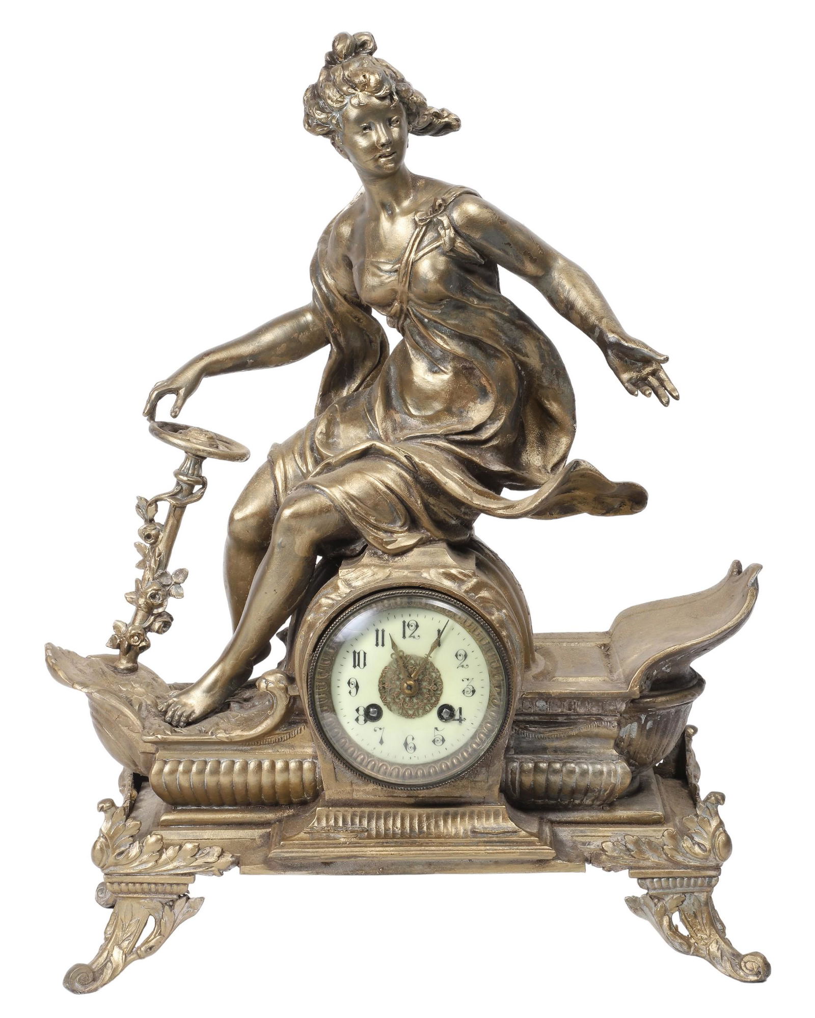 Marti et Cie gilt white metal figural French mantle clock (1 of 6)