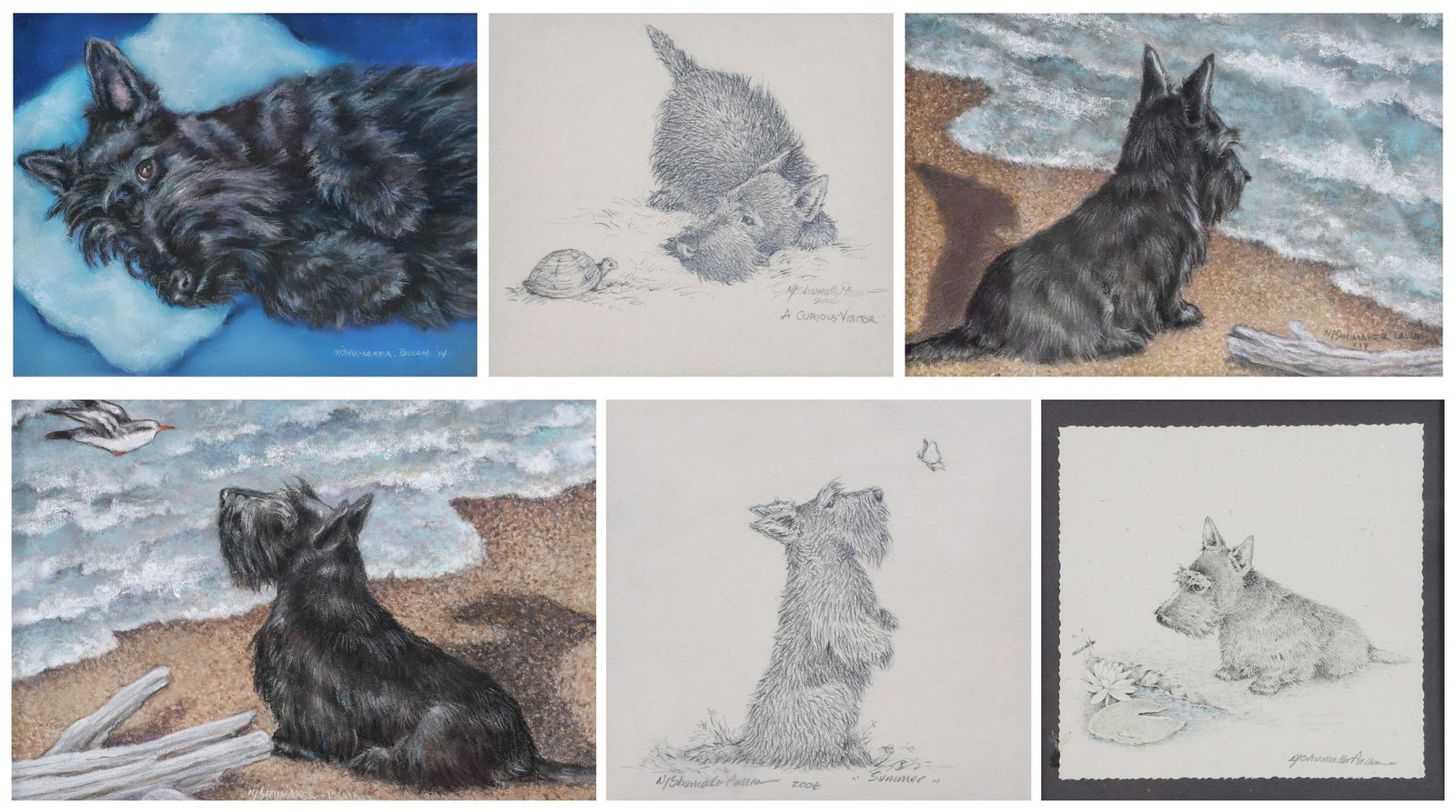 (6) Pcs Nancy Shumaker Pallan Scottie Dog Art (1 of 15)