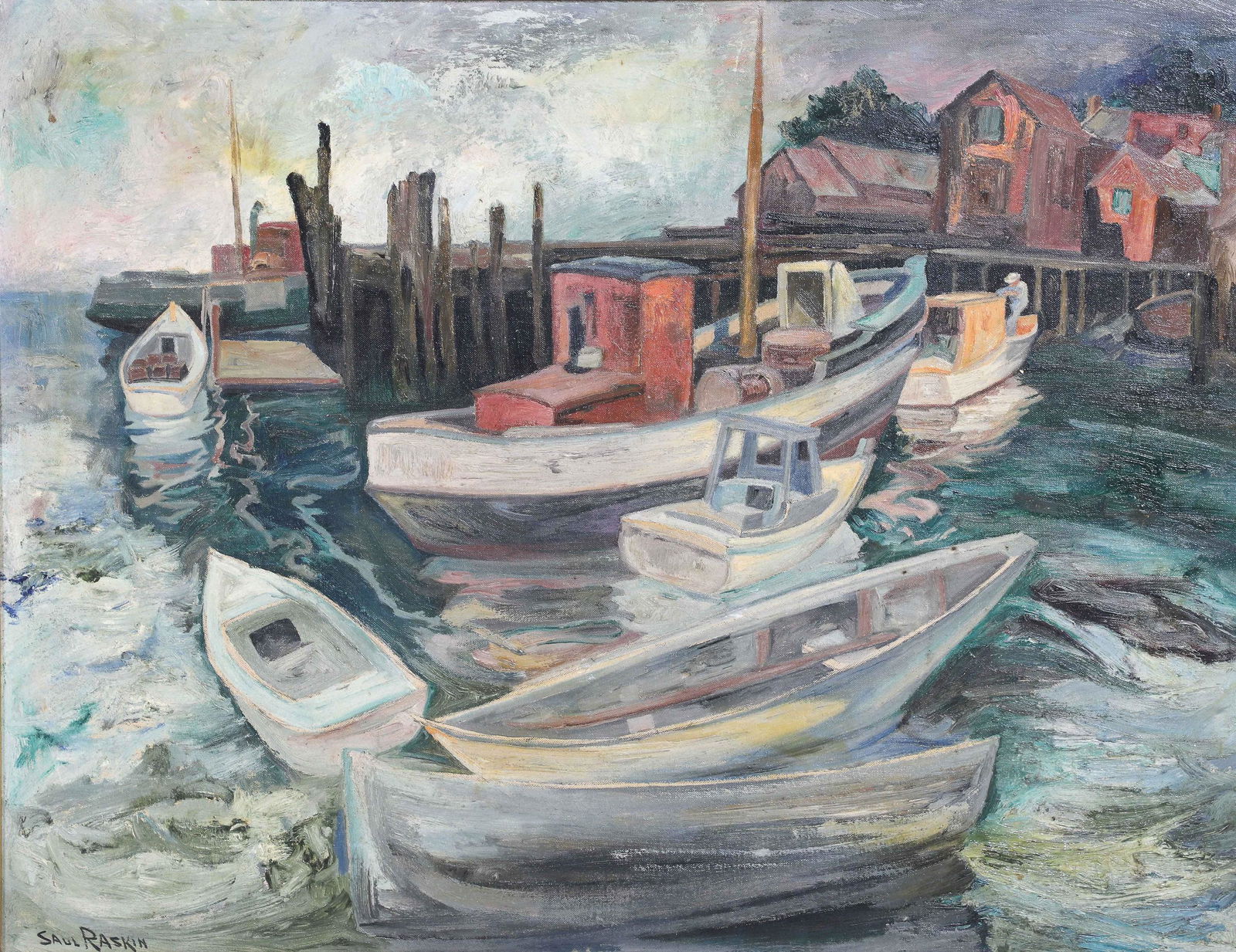 Saul Raskin Harbor Scene Painting (1 of 4)