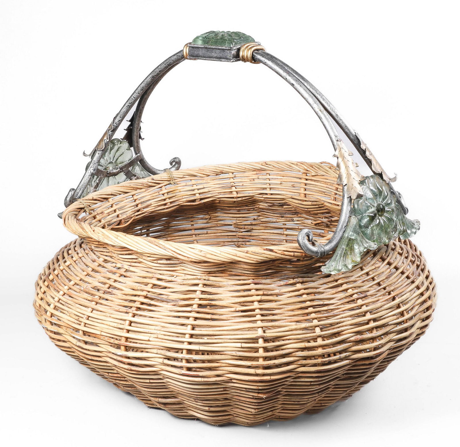 Large Wicker Basket with Metal & Glass Handle (1 of 3)