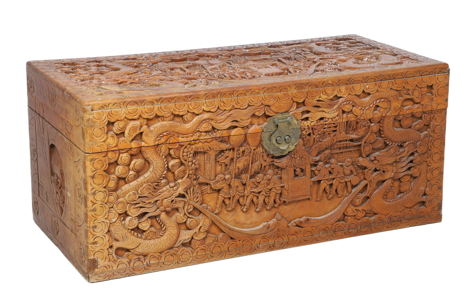 Asian carved Camphor chest (1 of 7)