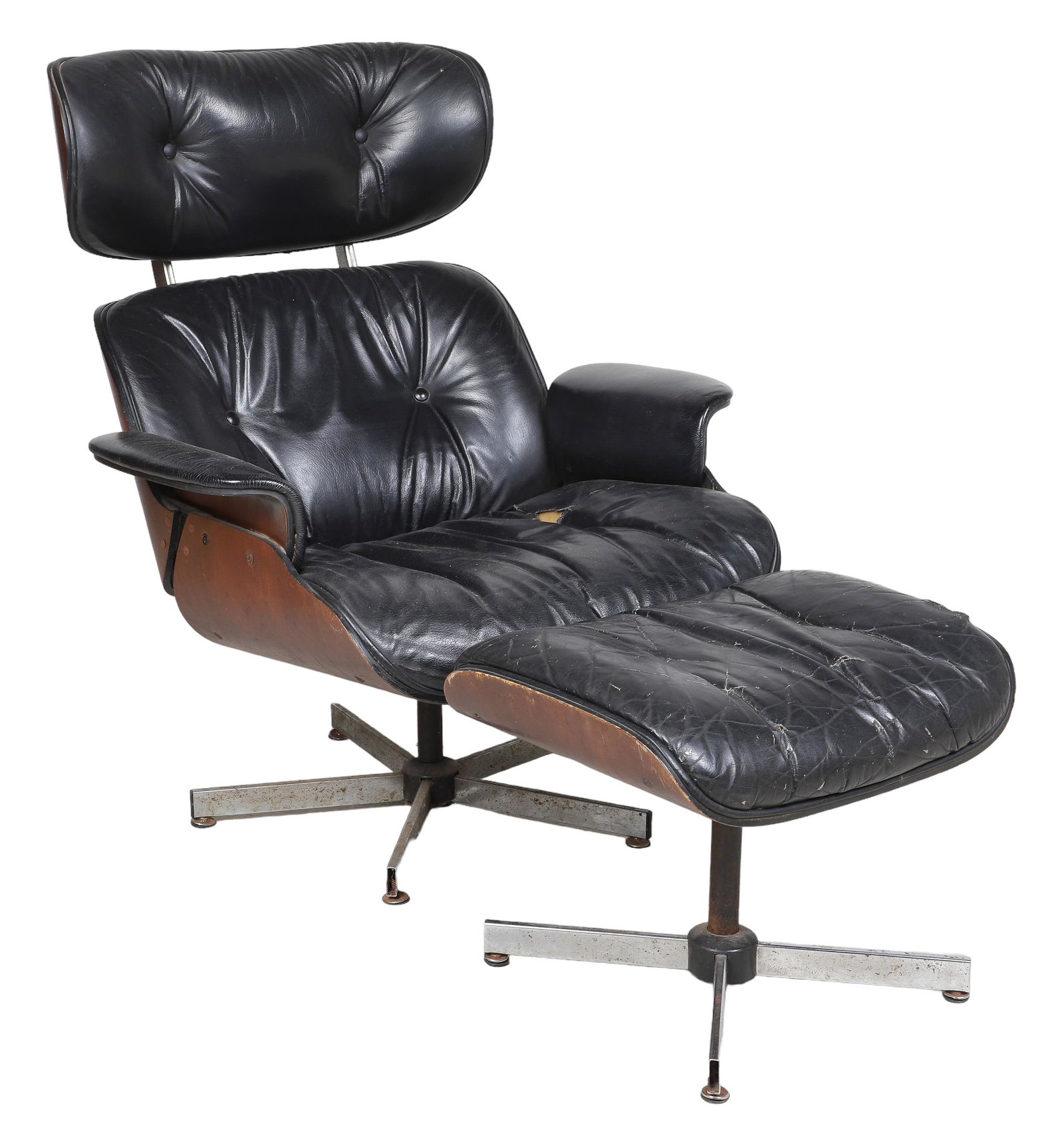 Eames style lounge chair and ottoman (1 of 7)