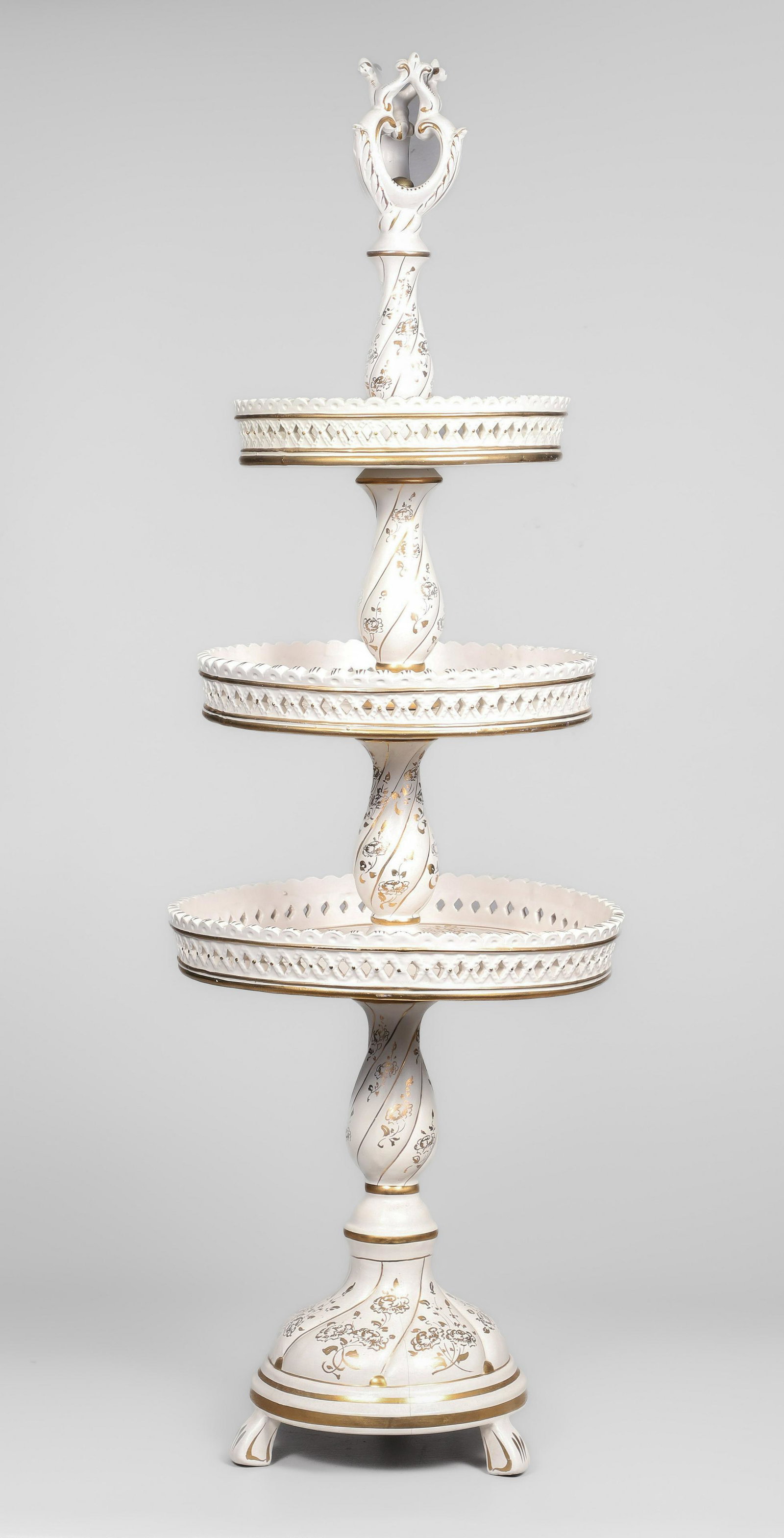 Italian Porcelain 3-Tier Dessert Floor Stand (1 of 4)