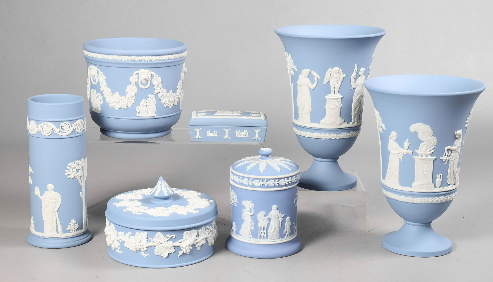 (7) Pcs Wedgwood Blue Jasperware (1 of 7)