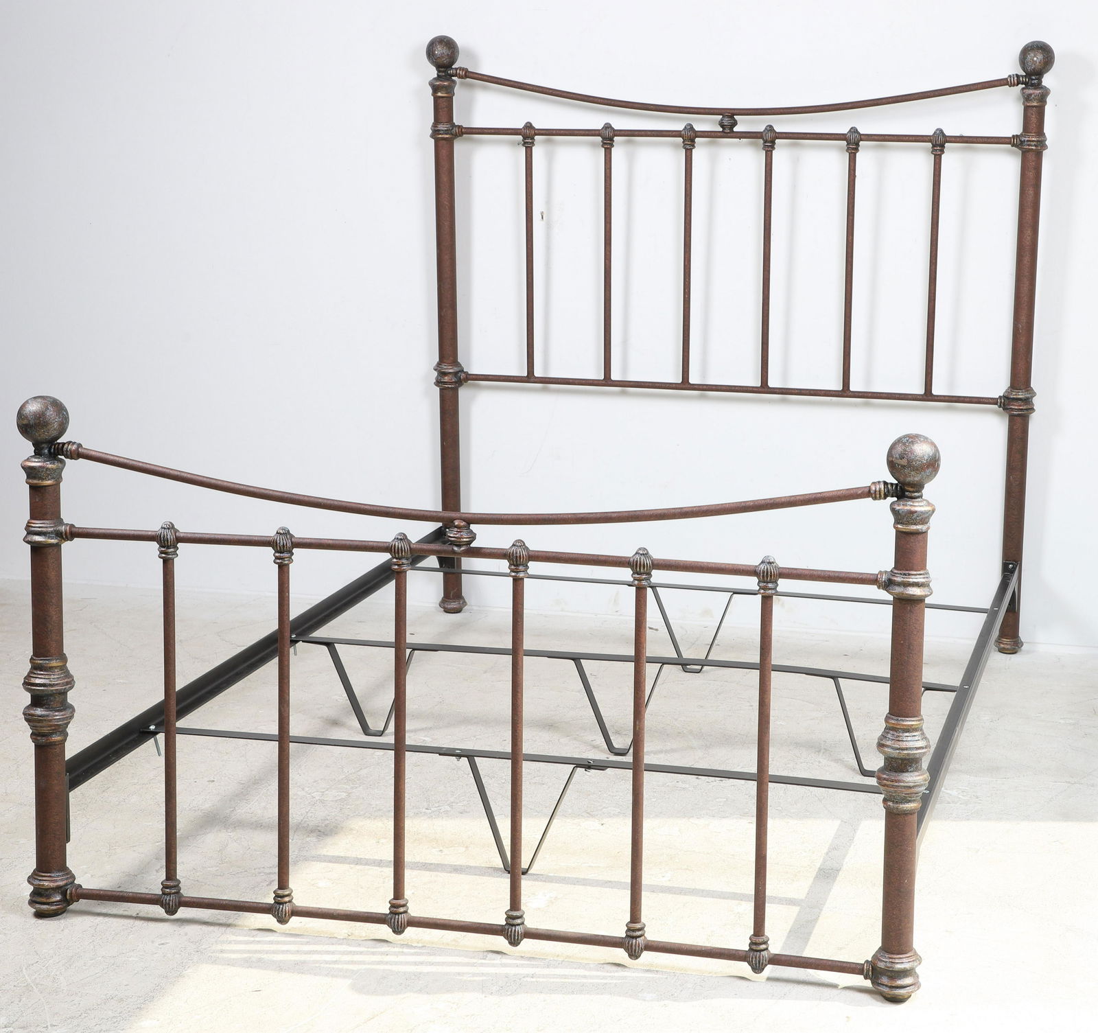 Contemporary distressed bronze painted queen size bed (1 of 1)