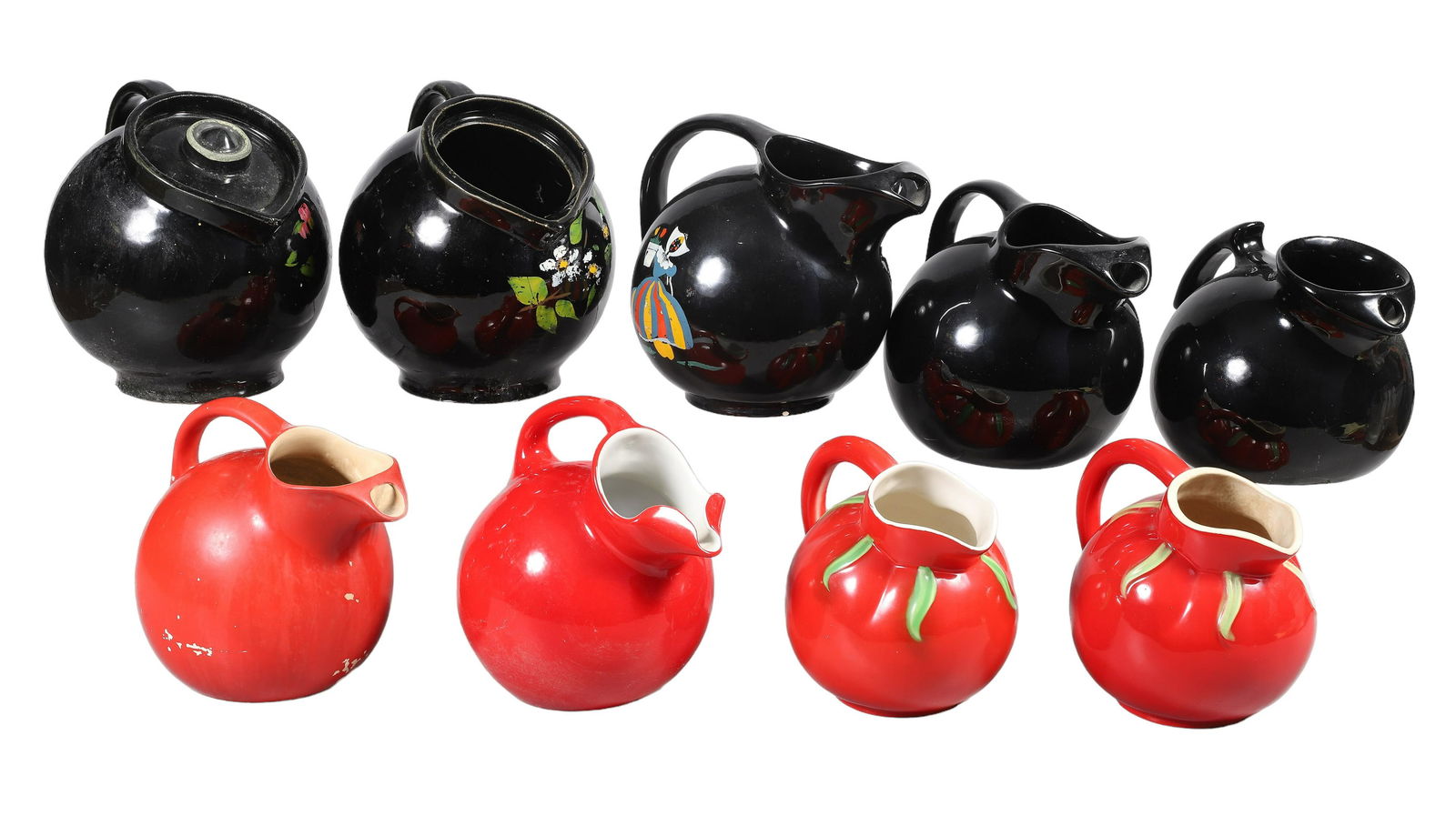 (9) Black and Red Pottery Pitchers (1 of 2)