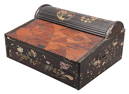 19th C Black Lacquered and Inlaid Tambour Lap Desk