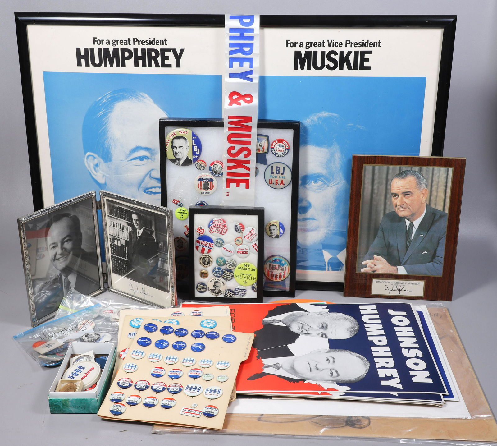 Lot of LBJ, Humphrey, Muskie Political Memorabilia (1 of 3)