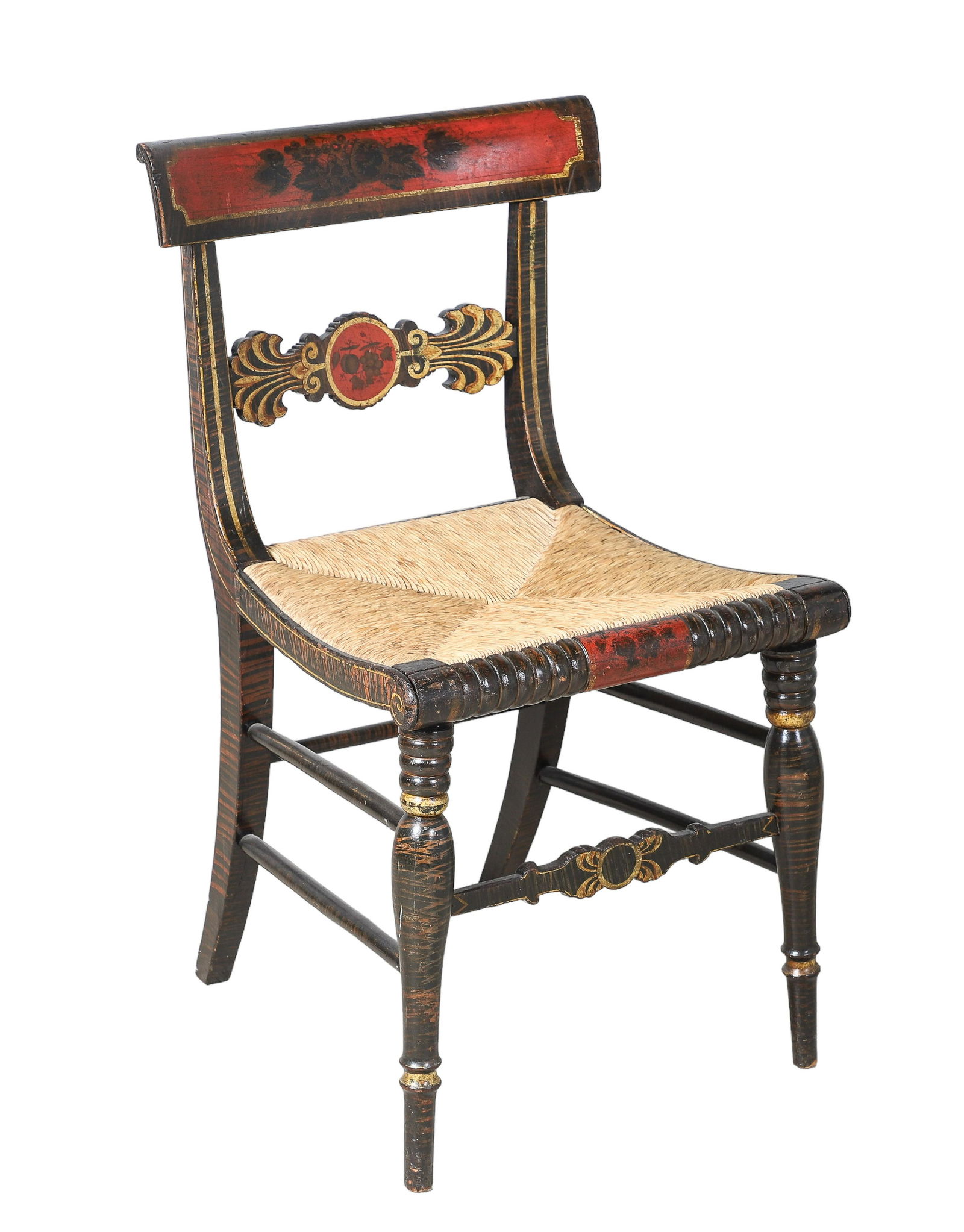Gilt and polychrome stenciled fancy chair (1 of 10)