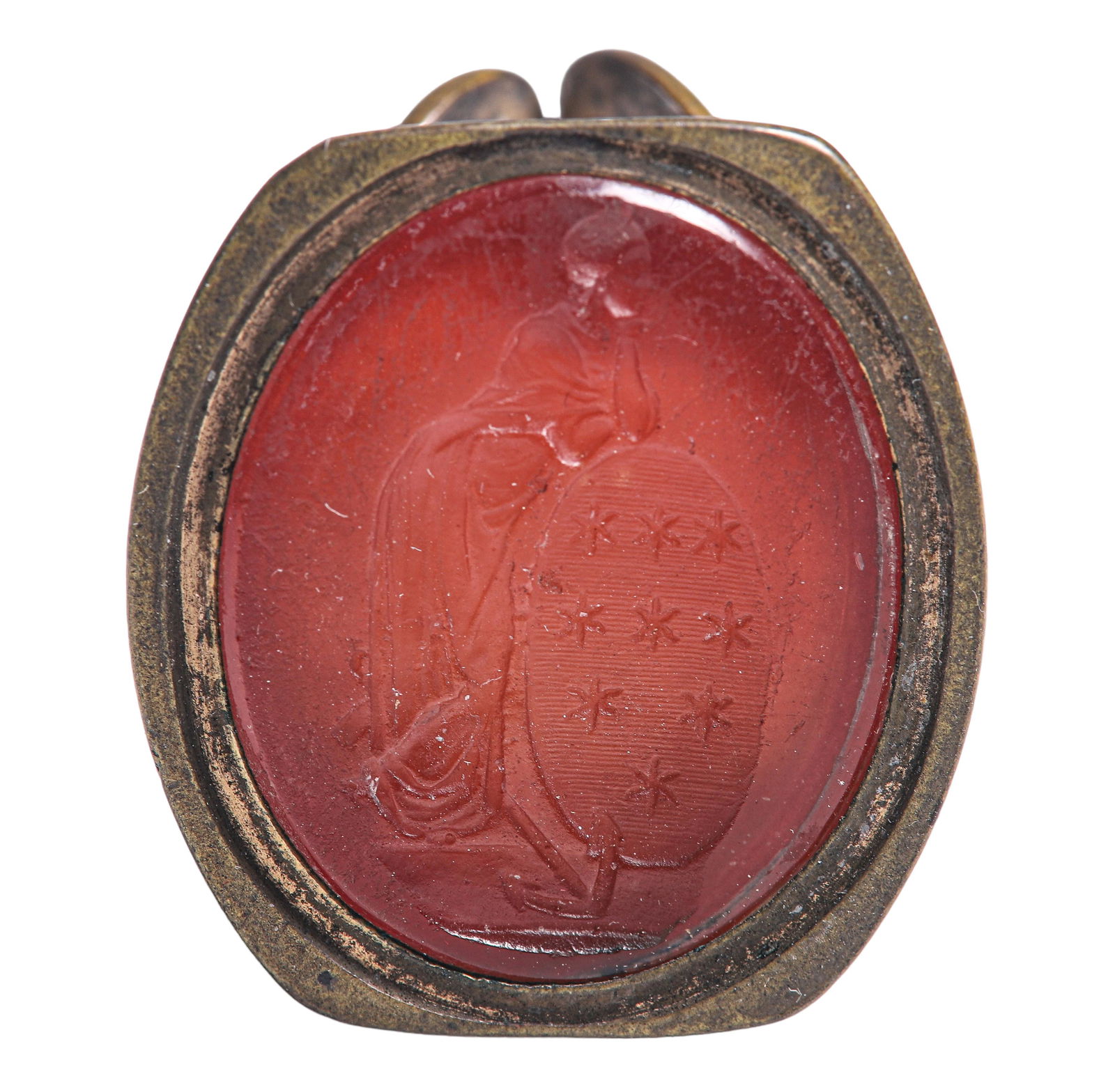 Carnelian Carved Intaglio Seal Fob "Hope Sustains" (1 of 8)