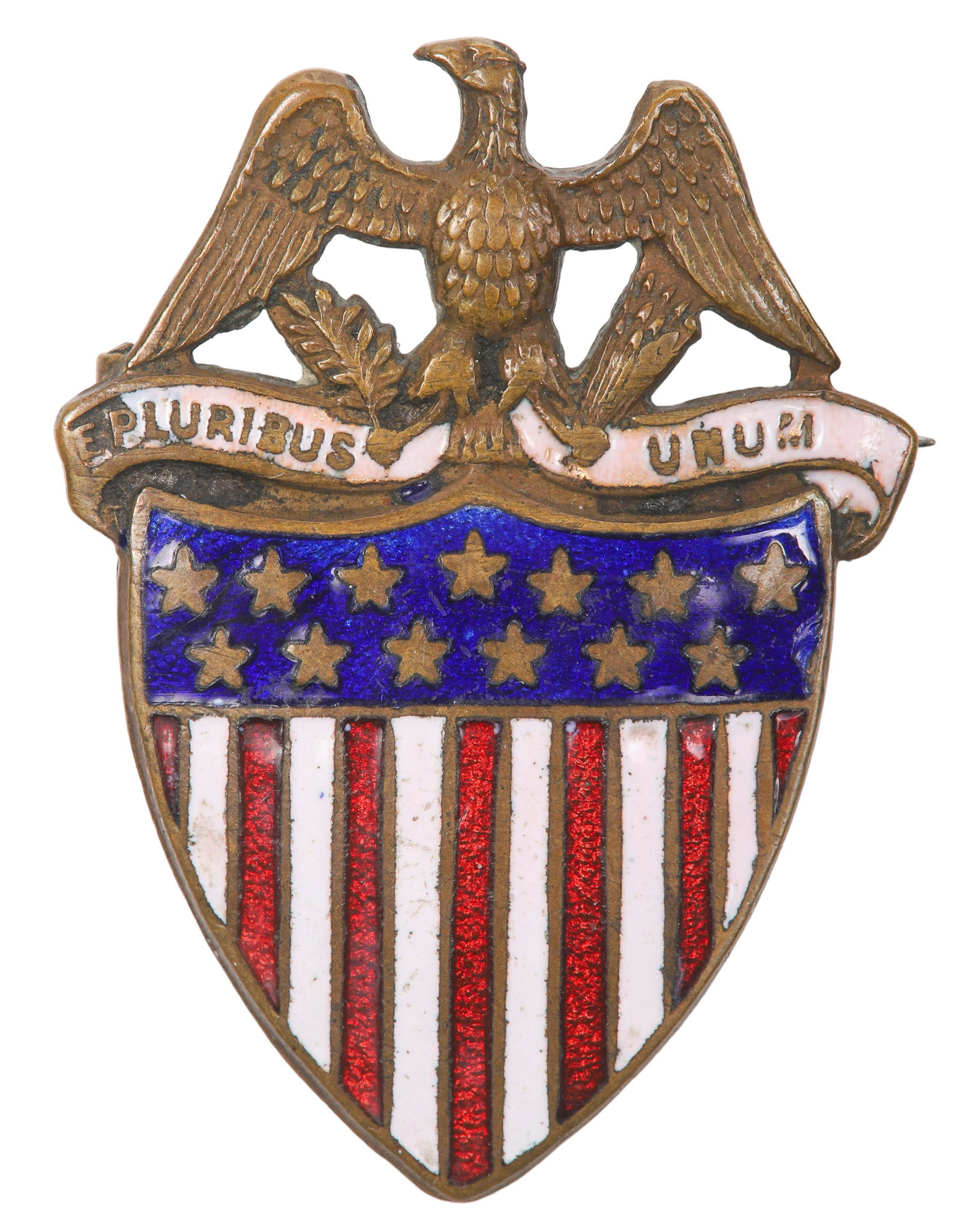 Bronze Enameled Eagle and Shield Pin (1 of 7)
