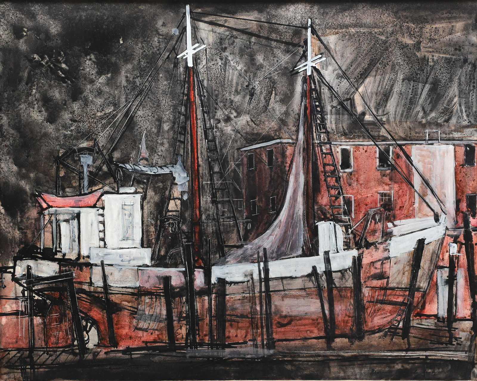 Morris Blackburn Harbor Scene Painting (1 of 8)