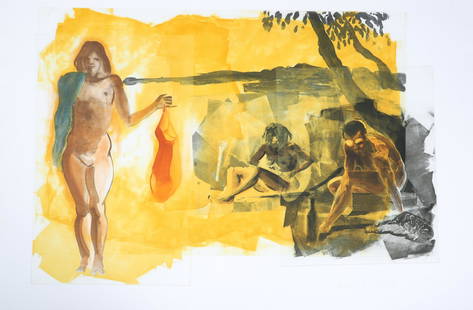 Eric Fischl Aquatint "Rays": Eric Fischl (American, b 1948) aquatint "Rays" from the Four Aquatints Portfolio, etching and aquatint on wove paper, pencil signed "Eric Fischl '89", edition 35/100, unframed, 35-1/2" x 54" sheet, ex