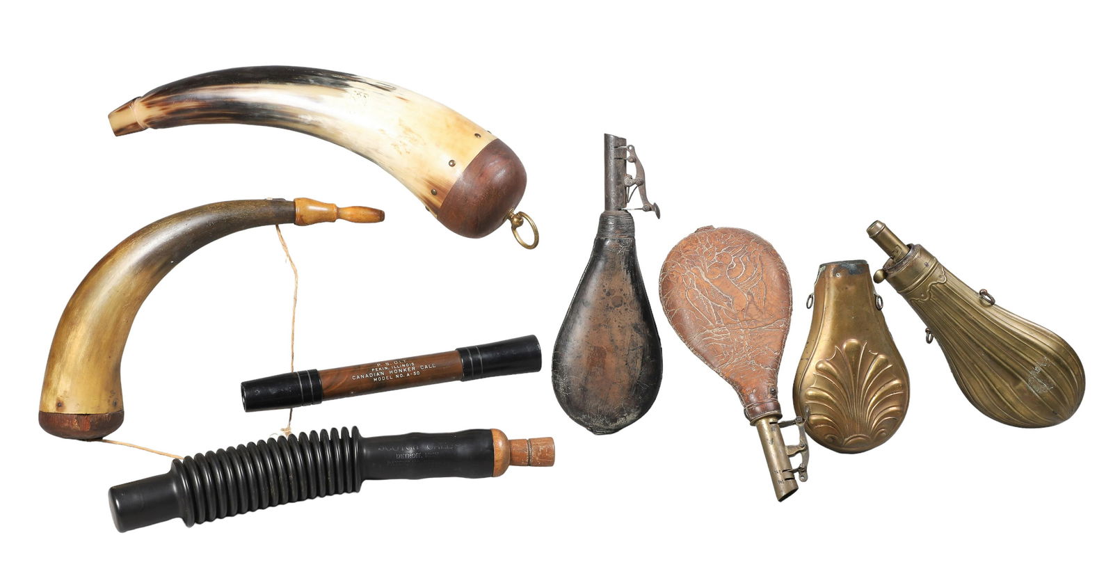 (2) Plain Horn Powder Flasks (1 of 10)