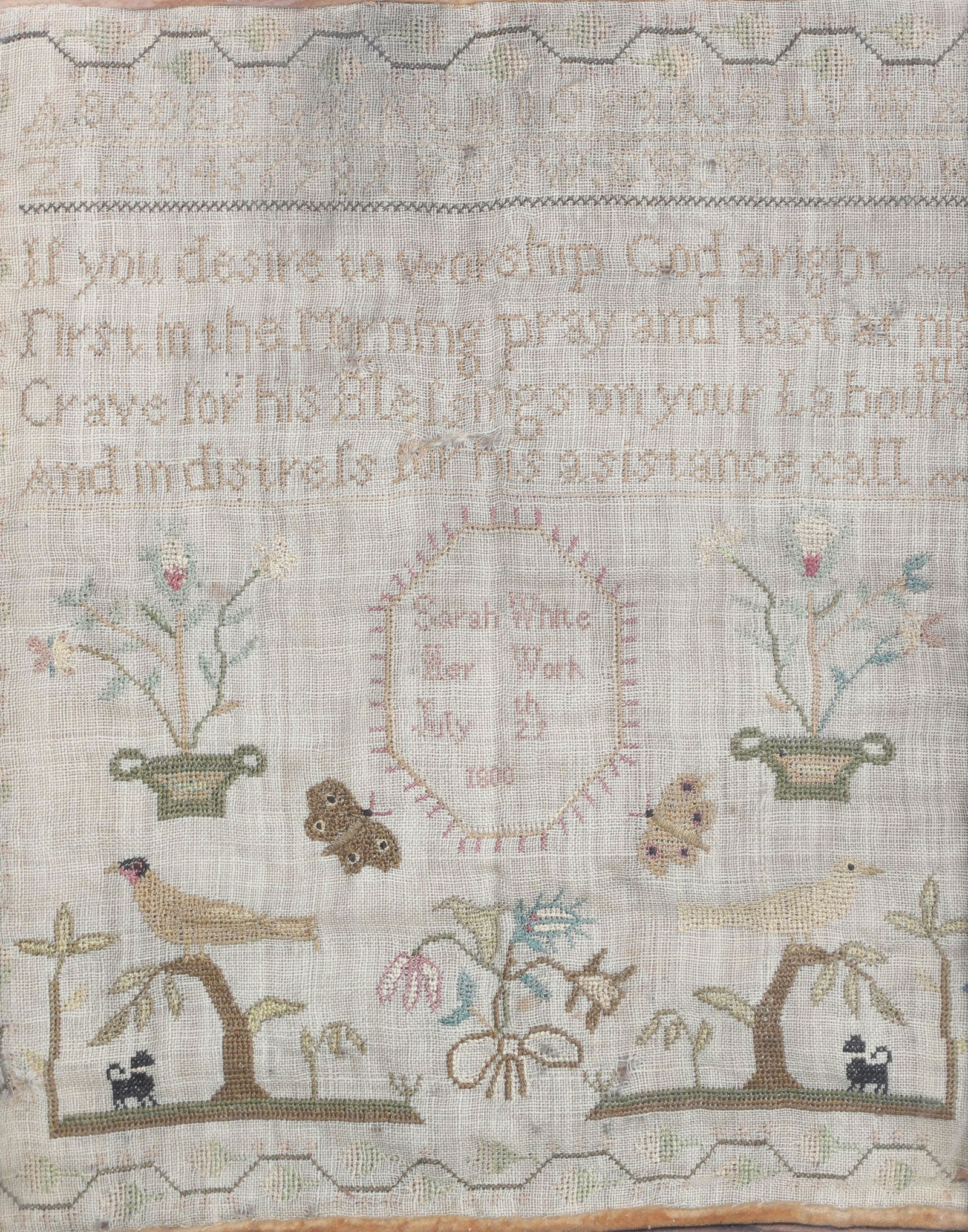 Sarah White 1800 Needlework Sampler (1 of 6)