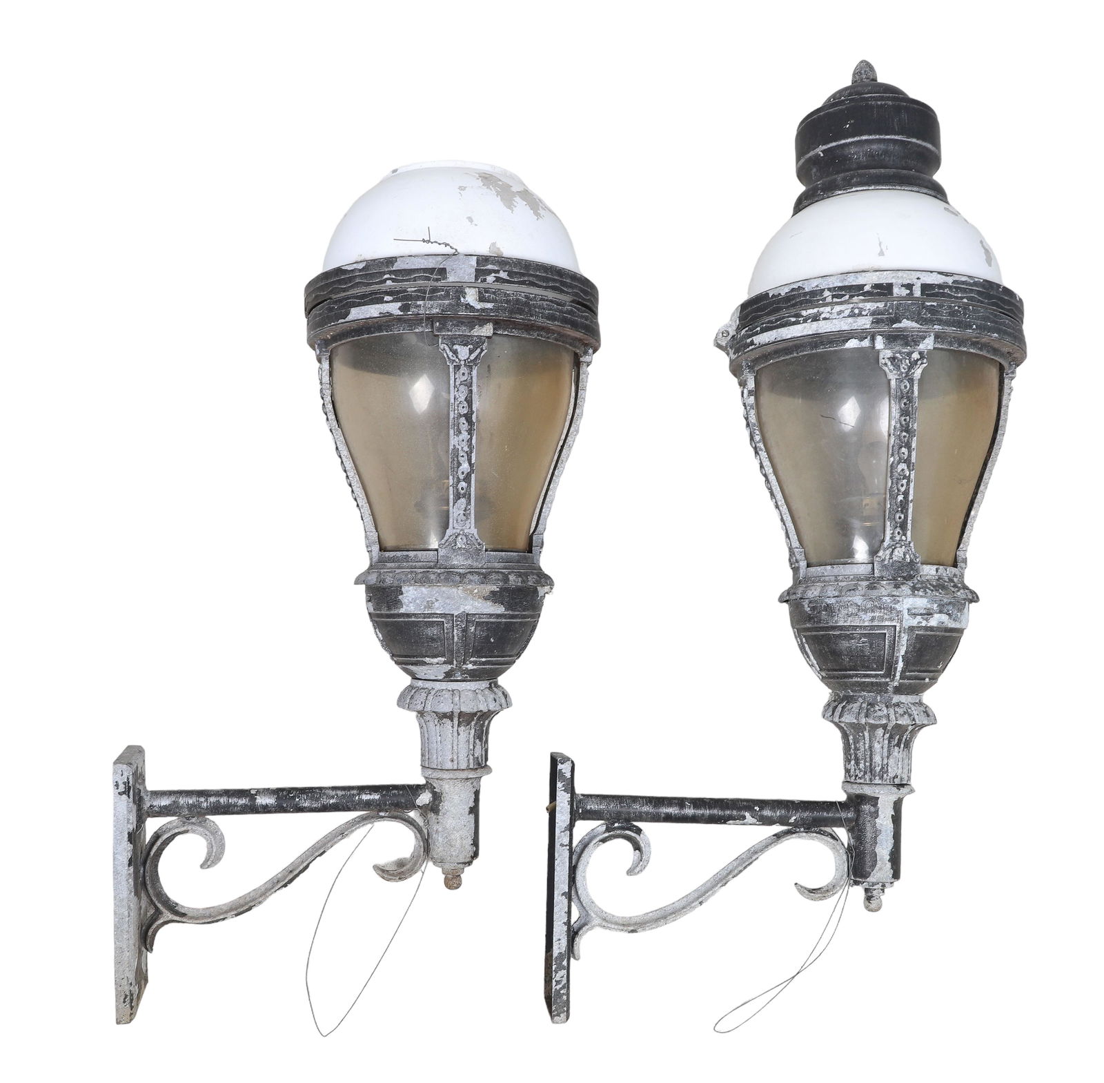 Pair Large metal and glass electric sconces (1 of 11)