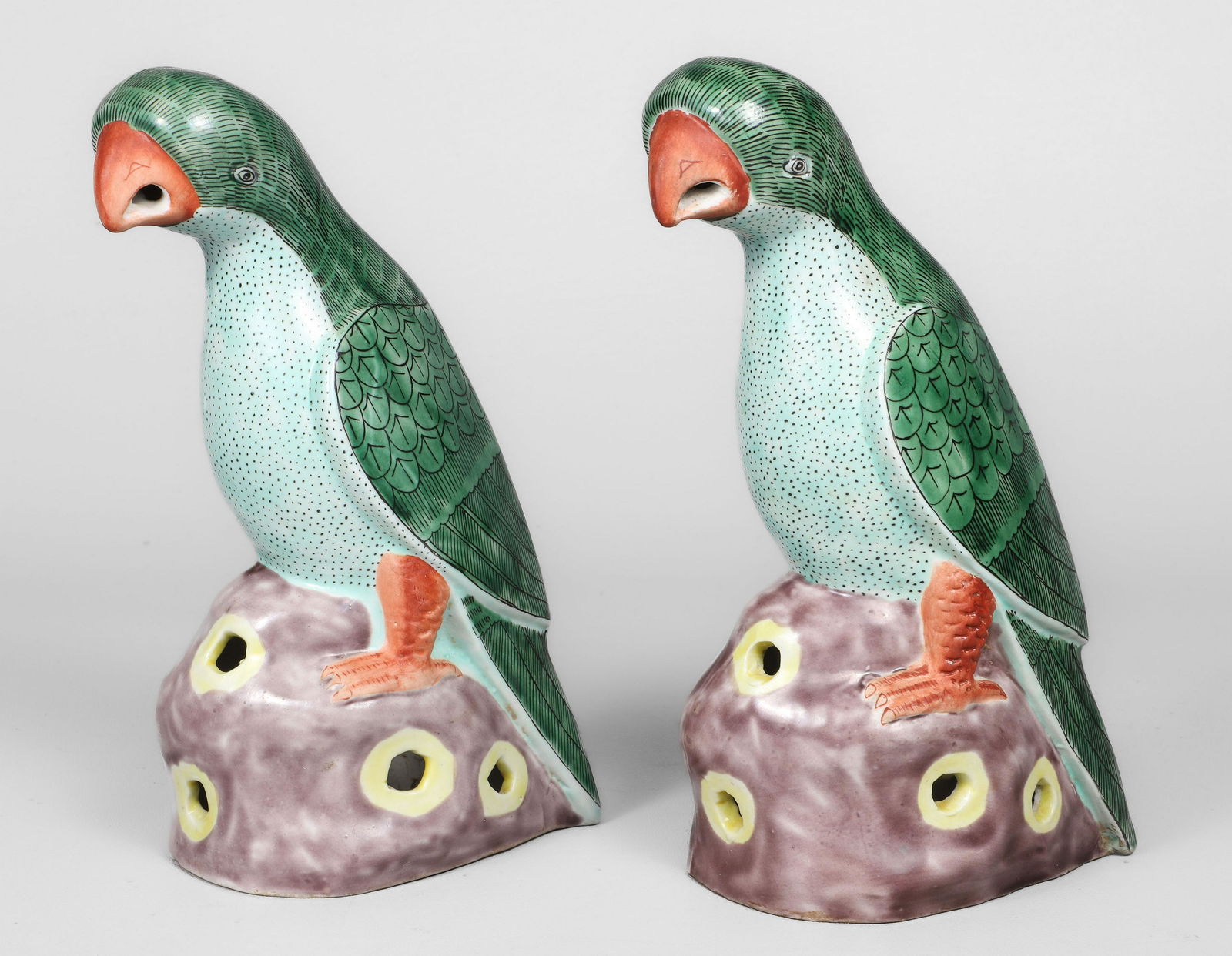 Pair of Chinese Famille Verte Parrot FIgures (1 of 7)