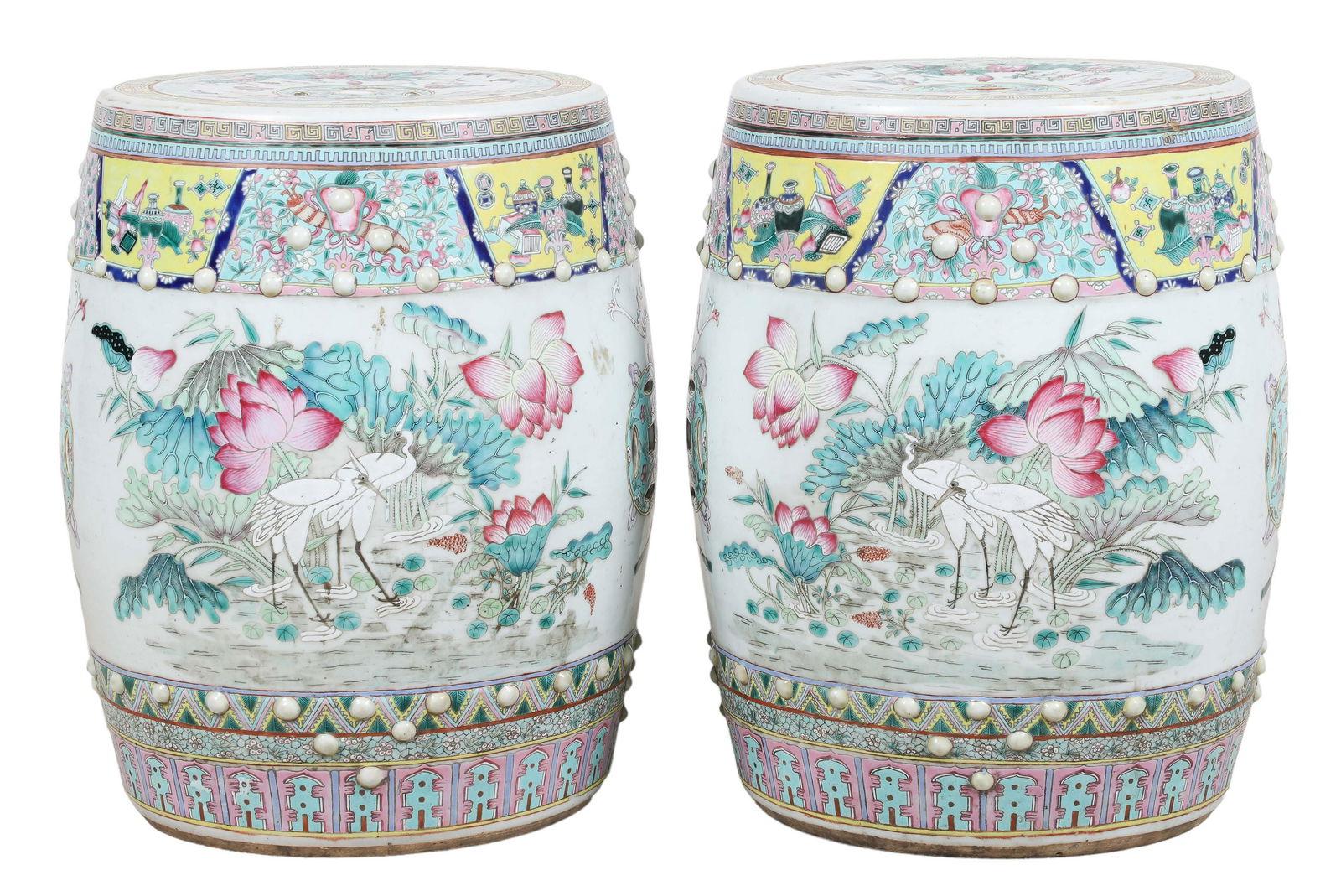 Chinese Famille Rose Stool Pair (1 of 5)