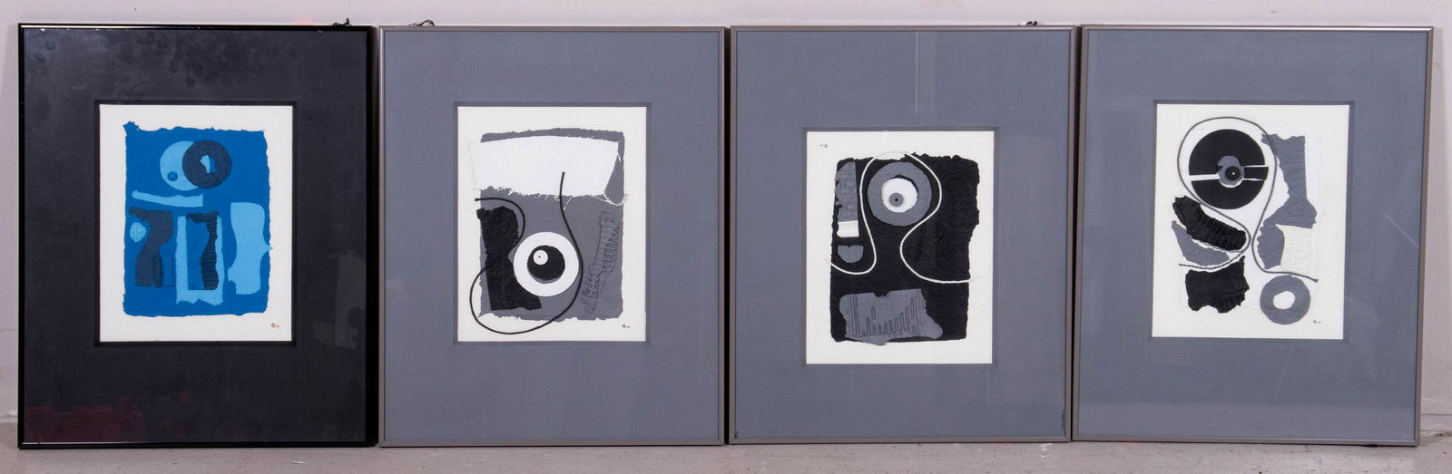 (4) Morris Blackman Minimalist Abstract Collages (1 of 2)