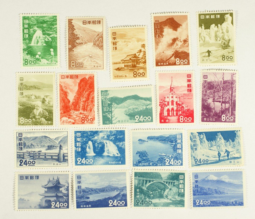 Japan Scott #523-40 complete unused NH/LH parks s: Japan Scott #523-40 complete unused NH/LH parks sets (catalog $249.75)