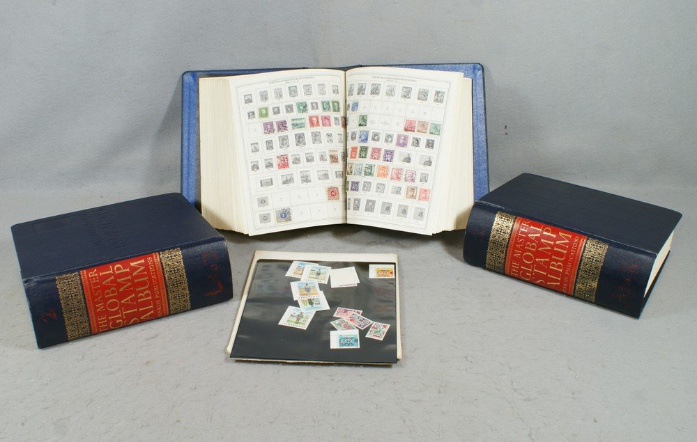 Hundreds of used and unused issues in 3 large mas: Hundreds of used and unused issues in 3 large master global albums A to Z countries to about 1969. The majority of the stamps are under $3 but a useful collection ready made for expansion!