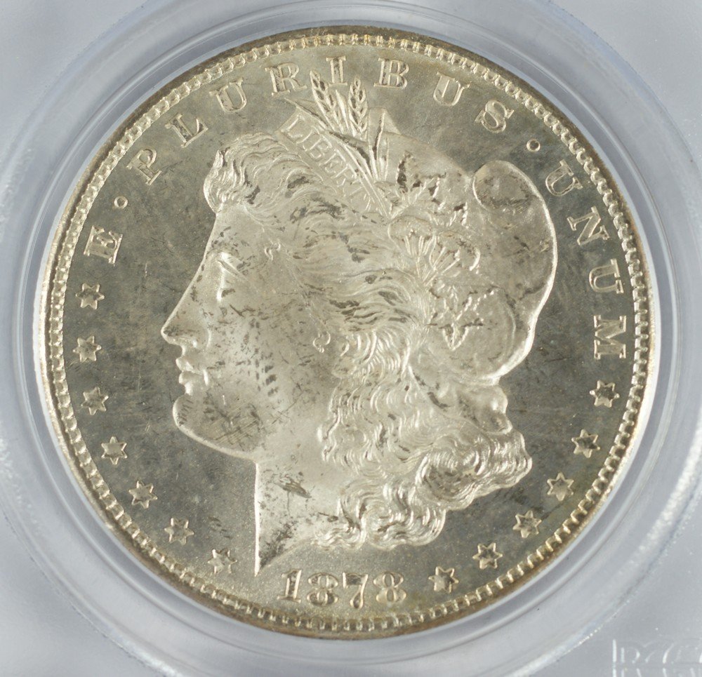 1878 cc Morgan dollar PC65 MS63 (old blue label): 1878 cc Morgan dollar PC65 MS63 (old blue label)