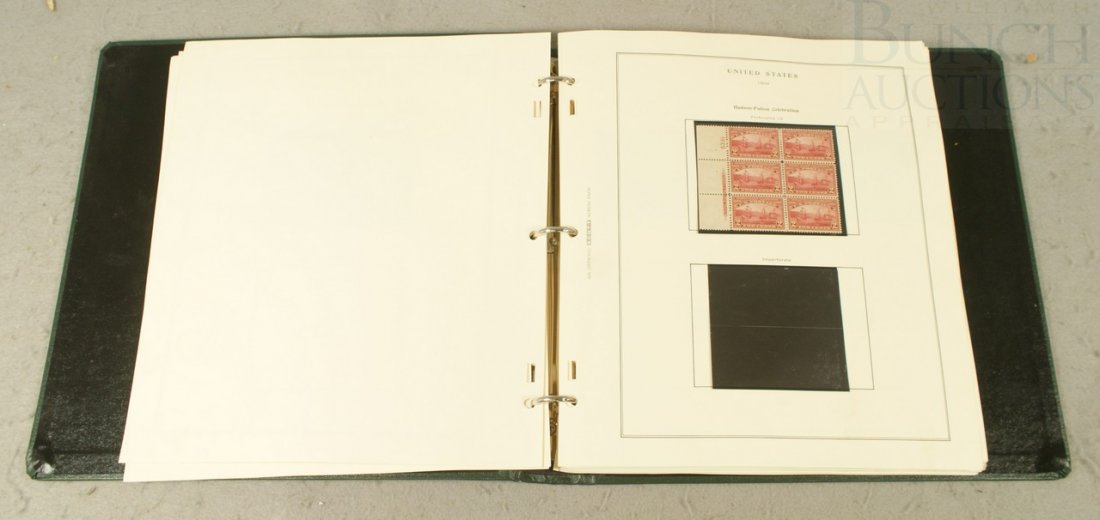 Lovely collection of about 168 plate blocks in a : Lovely collection of about 168 plate blocks in a Scott album 1909-1940 commemoratives a few have trivial faults but most are F-VF this collection includes #368, 3672, 401, 537, 548-49, 610-12, 614-16,