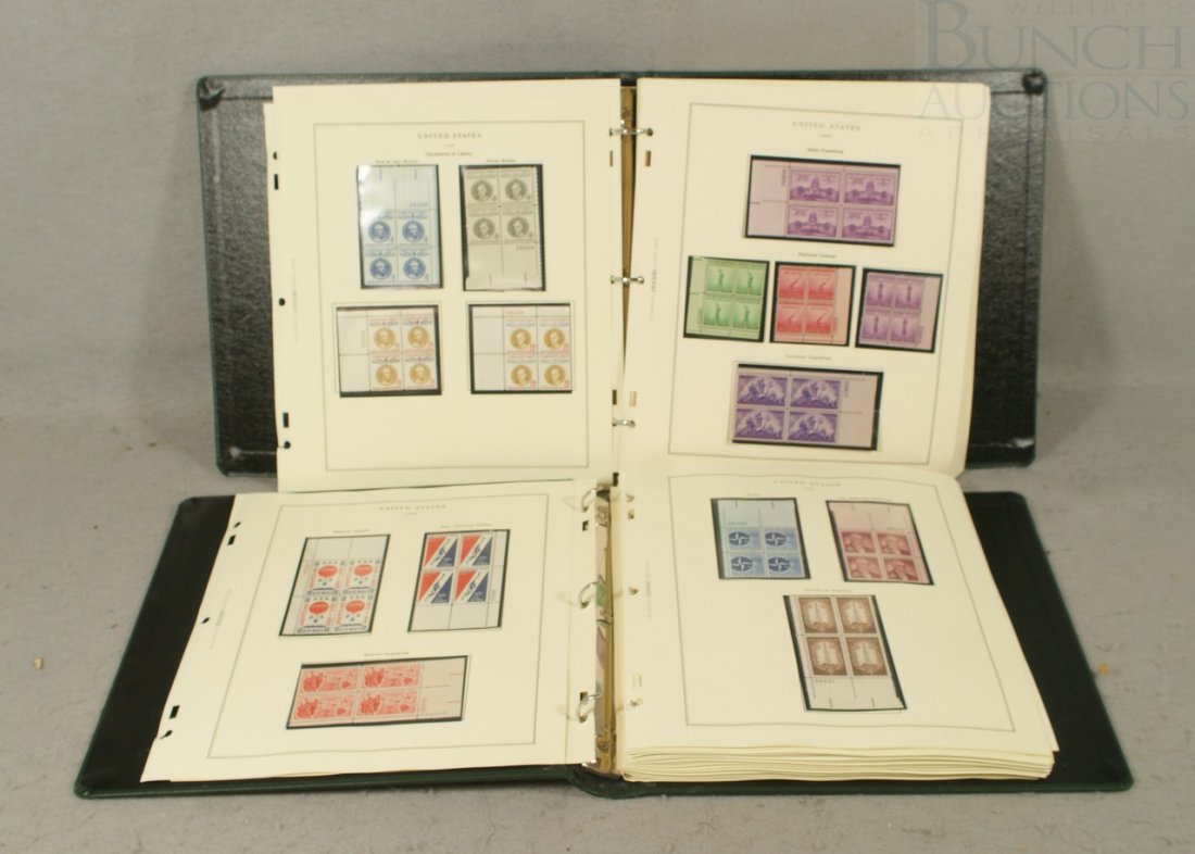 A complete plate block collection for commemorati: A complete plate block collection for commemoratives and airs from 1940 - 1968 in two nice Scott specialty albums neatly mounted with no missing issues, very attractive!