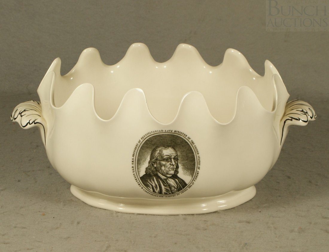 Wedgwood The Franklin Bowl expressly designed for: Wedgwood The Franklin Bowl expressly designed for The Bailey Banks & Biddle Co, engraved from designs by Alan Price from documents found in the American Philosophical Society Philadelphia, 13" wide
