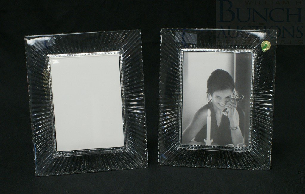 (2) Waterford crystal 5" x 7" picture frames, ove: (2) Waterford crystal 5" x 7" picture frames, overall 8 1/2" x 10 1/4"