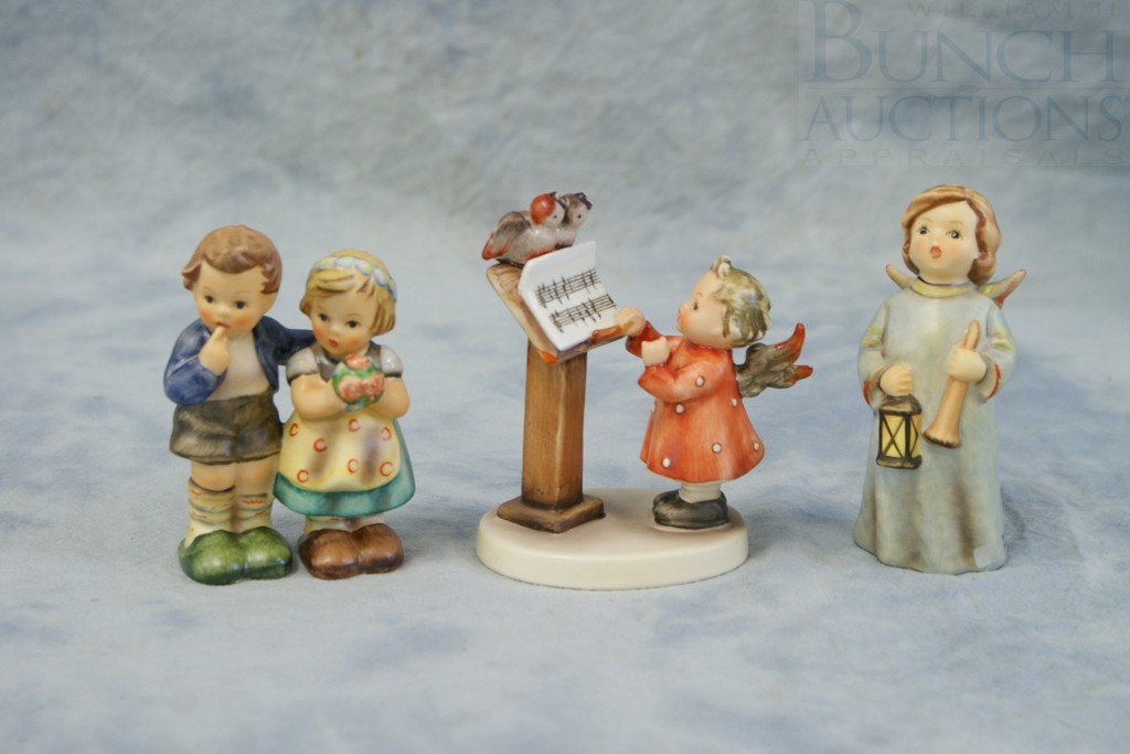 (3) Hummel figurines, Bird Duet 169 TMK-3 (some: (3) Hummel figurines, Bird Duet 169 TMK-3 (some crazing), We Congratulate 214 (artist signed), Hosanna 480 TMK-7m tallest 4"
